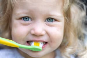 brushing and flossing with children